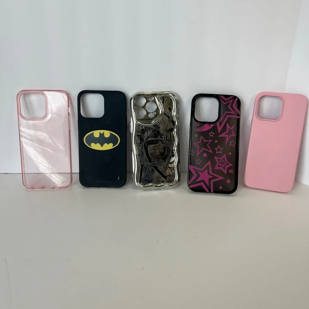 iPhone 14 pro max Cases Batman Coraline Rumdey Isla Rae Pink Silver Stars Bundle